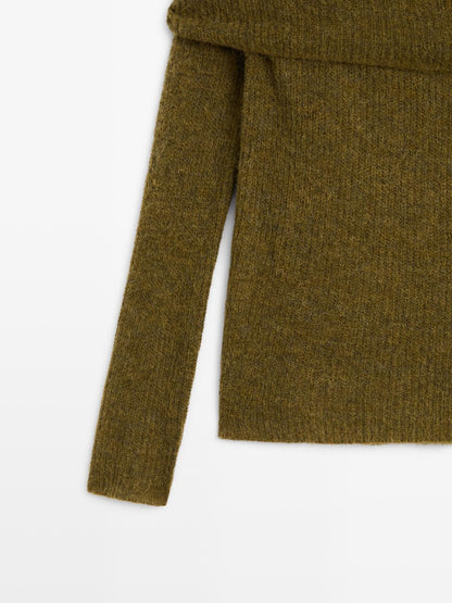 Off-the-shoulder knit sweater
