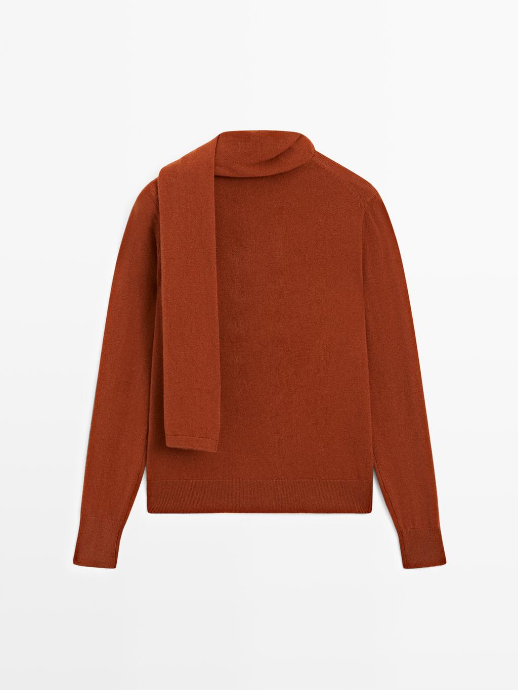 Wool blend sweater with scarf detail