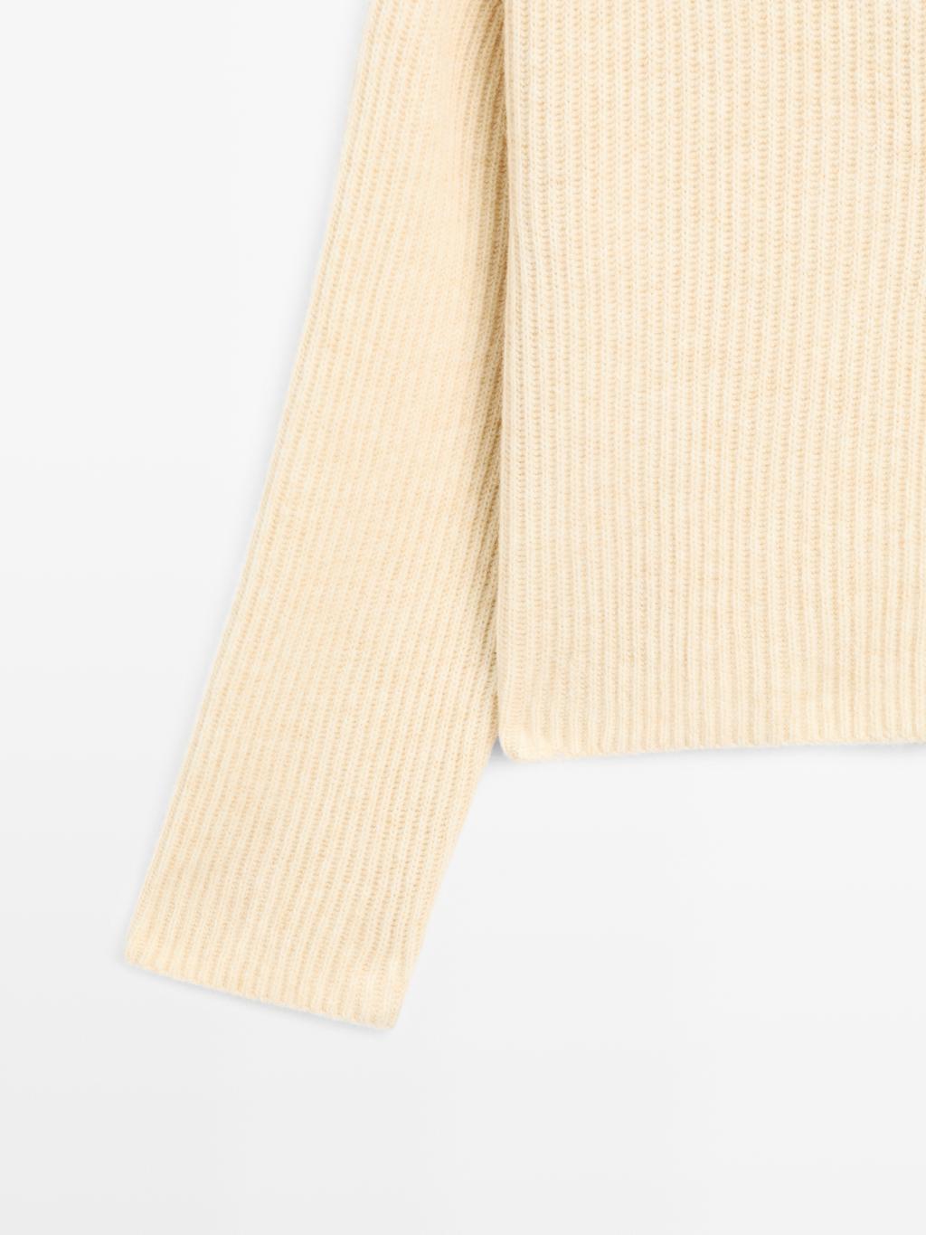 Knit wool blend sweater with hood detail