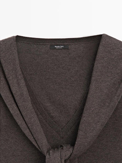 Knit sweater with multiway sleeves