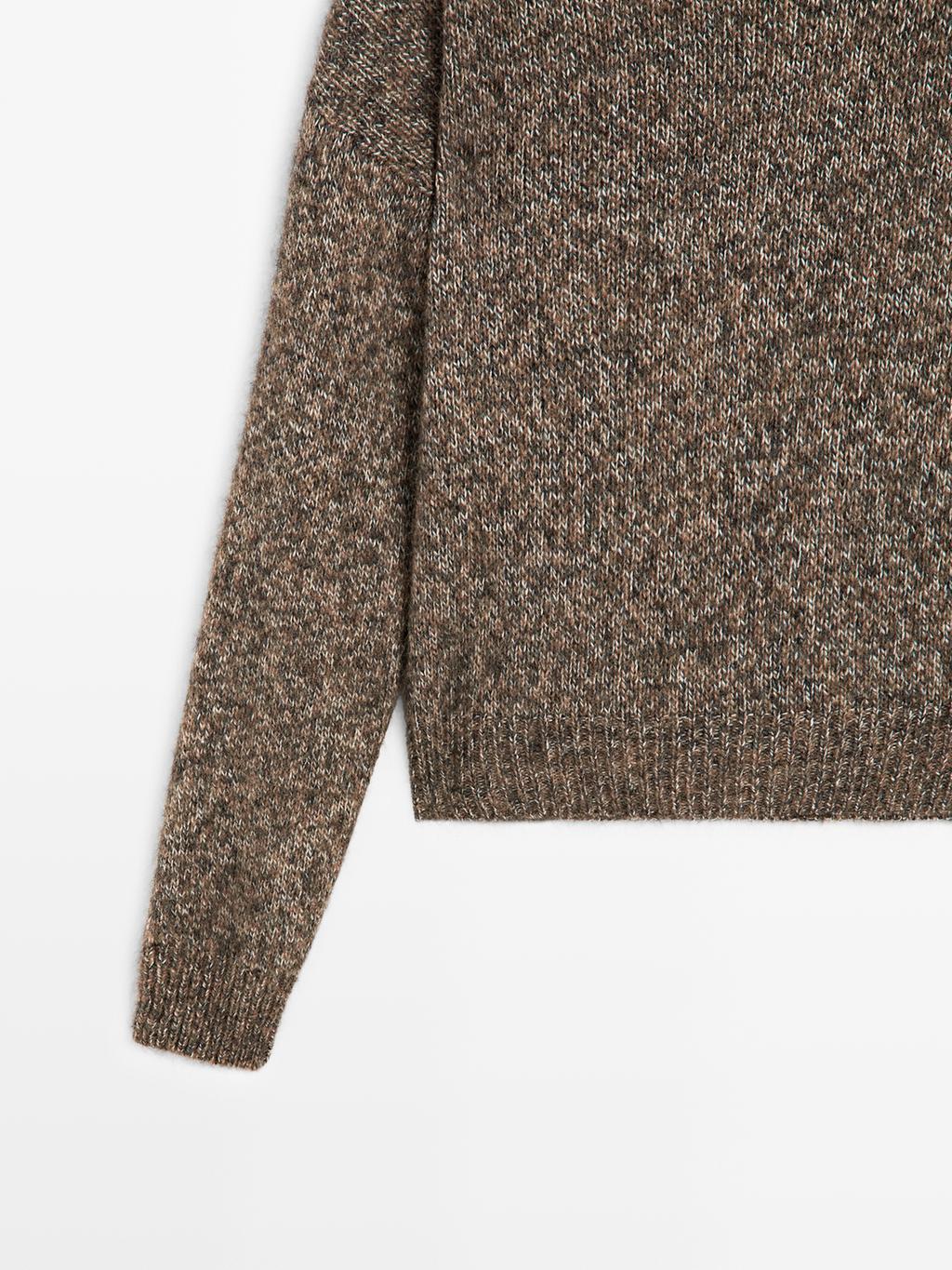 Mouline knit alpaca and wool blend turtleneck sweater