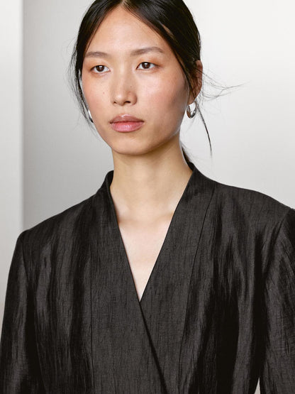 Linen blend kimono with tie detail