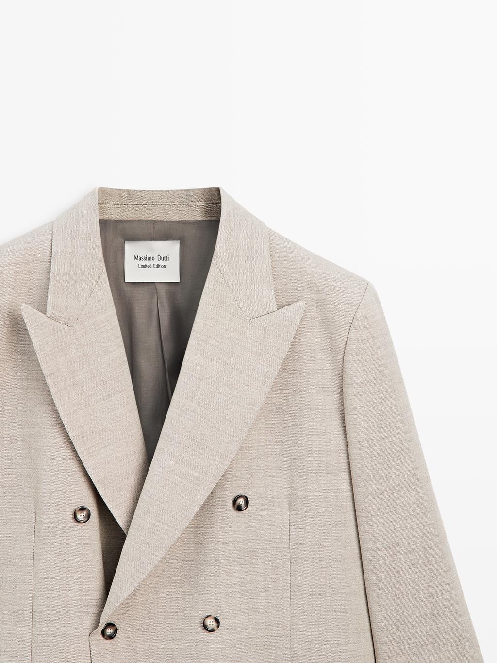 Long 100% wool double-breasted blazer - LIMITED
