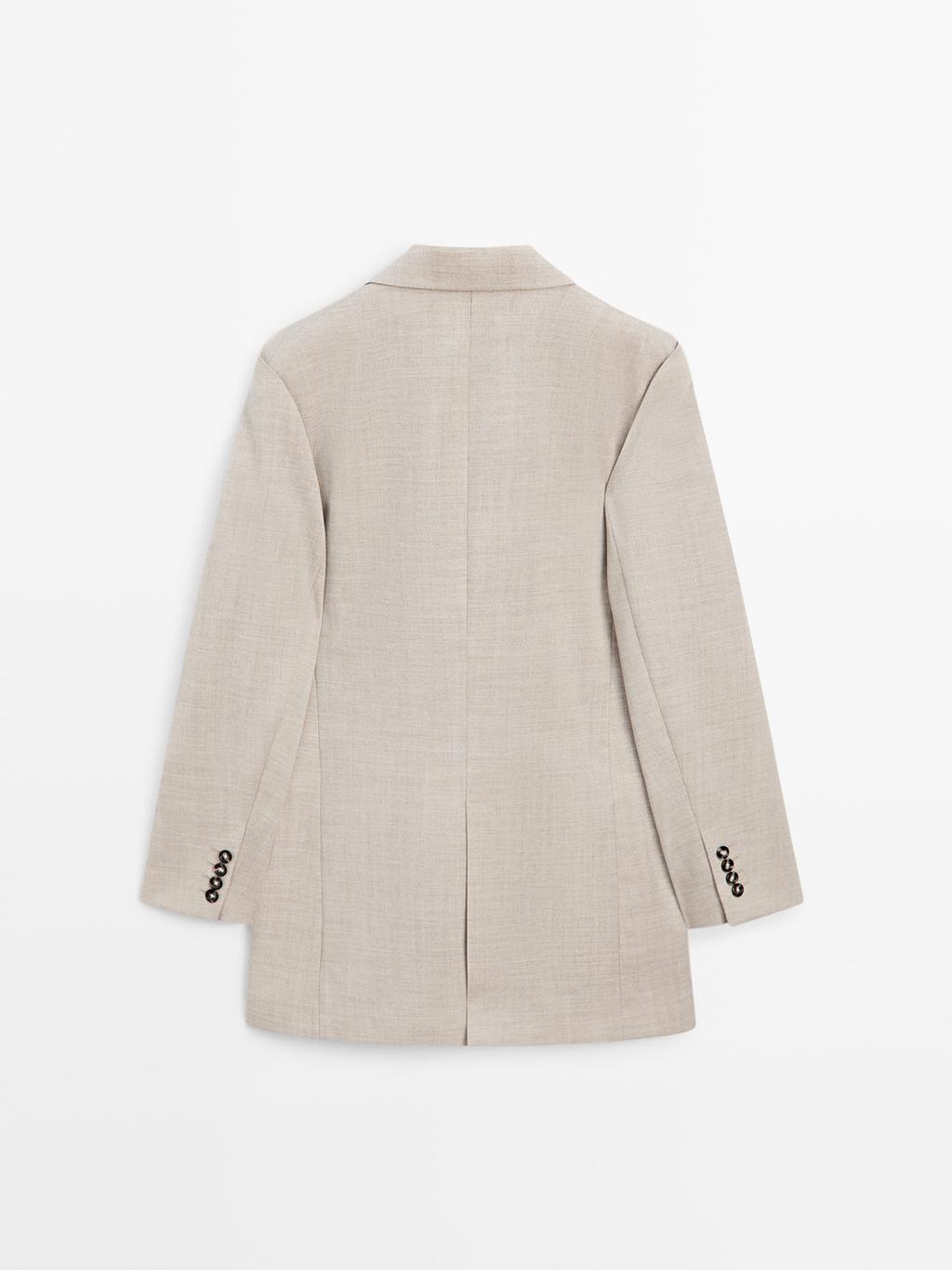Long 100% wool double-breasted blazer - LIMITED