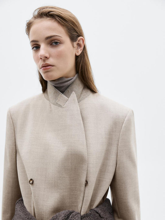 Long 100% wool double-breasted blazer - LIMITED