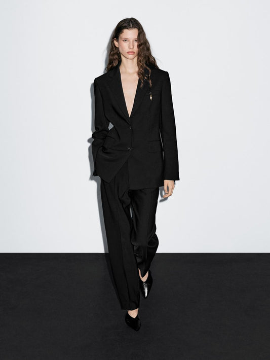 Two-button crepe blazer