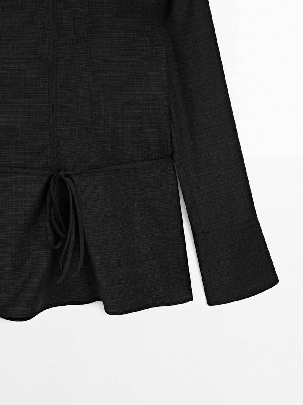 Wool blend blouse with belt