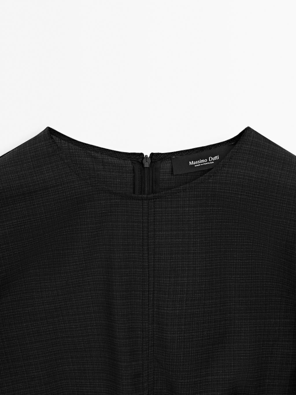 Wool blend blouse with belt