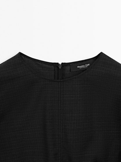 Wool blend blouse with belt