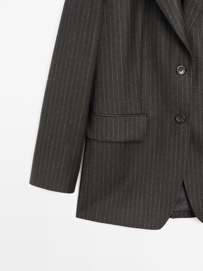 100% wool pinstripe blazer