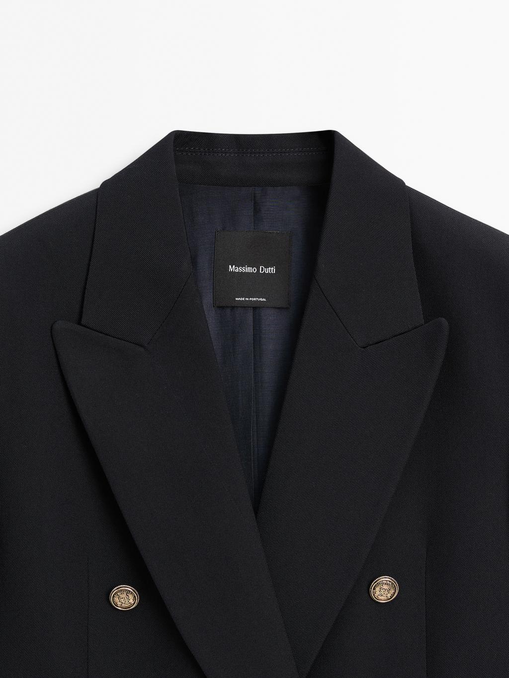 Wool blend blazer with gold buttons