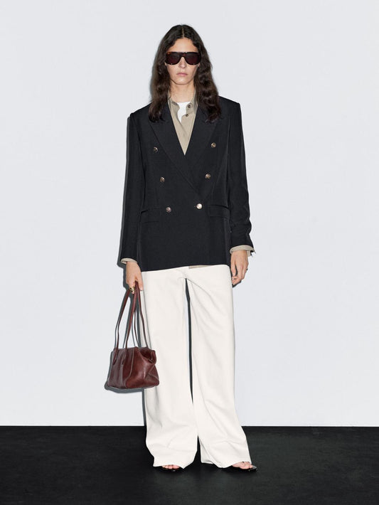 Wool blend blazer with gold buttons