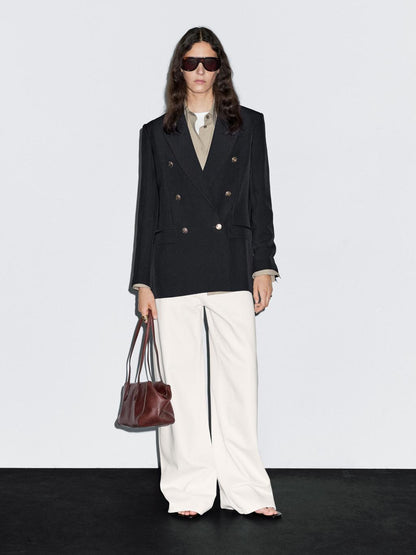 Wool blend blazer with gold buttons