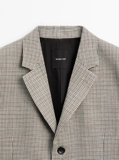 100% wool houndstooth blazer