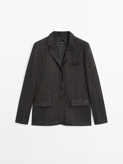 Flecked wool blend blazer