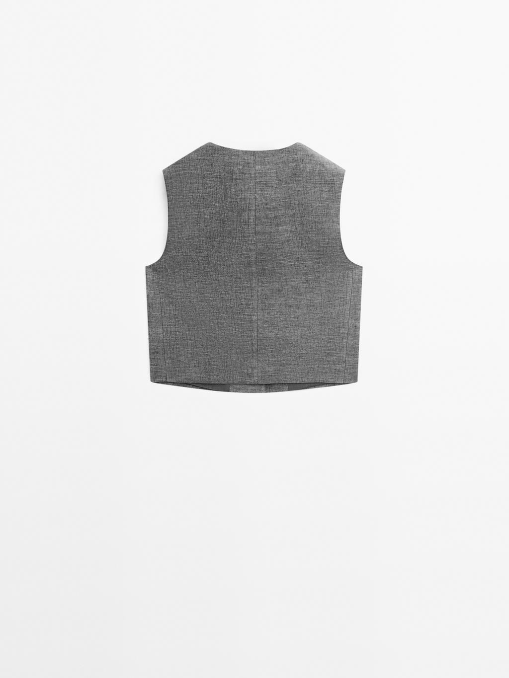 Short linen blend waistcoat