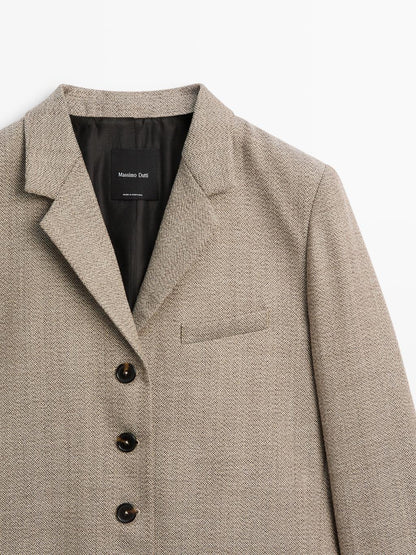 Flecked 100% wool blazer