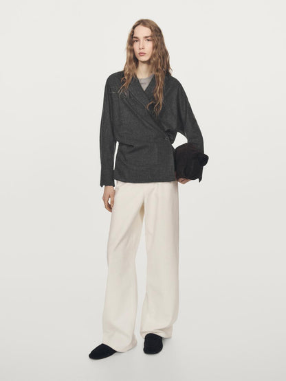 Textured 100% wool overshirt