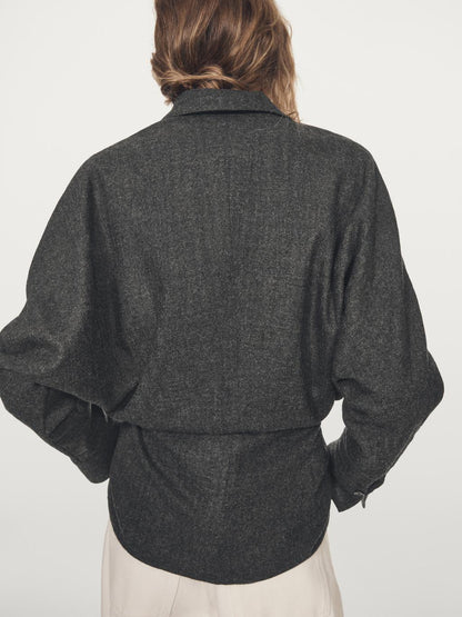 Textured 100% wool overshirt