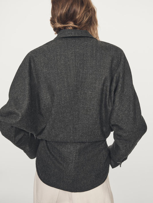 Textured 100% wool overshirt
