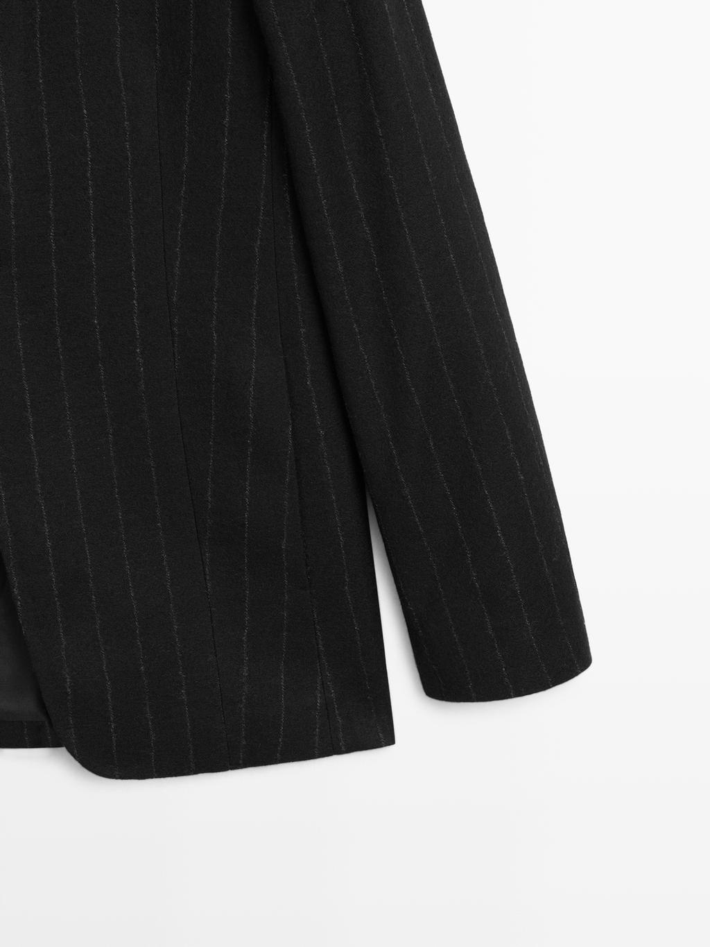 Pinstripe lapelless blazer