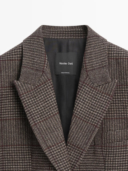 Check wool blend blazer