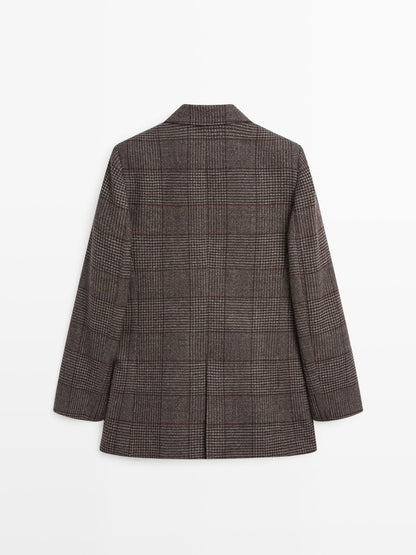 Check wool blend blazer