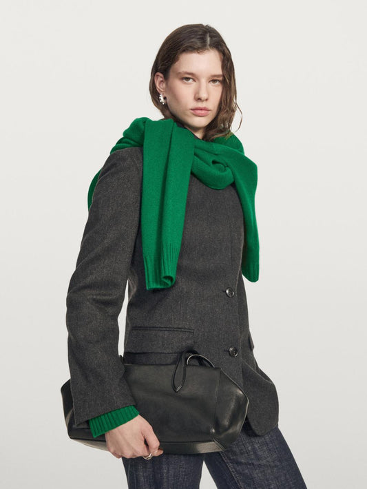 Wool blend three-button blazer