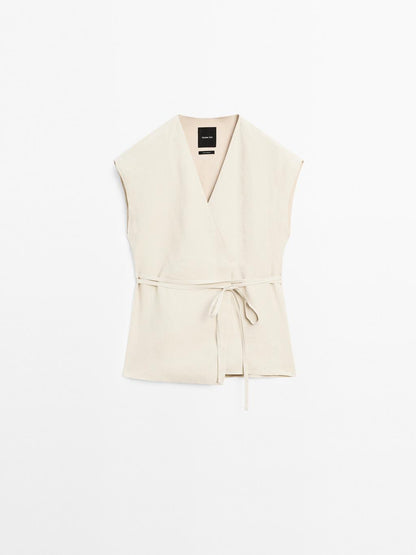 100% linen crossover waistcoat