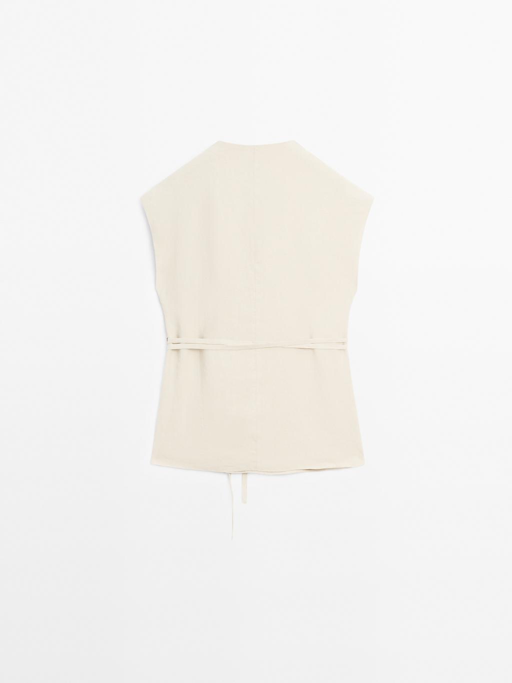 100% linen crossover waistcoat