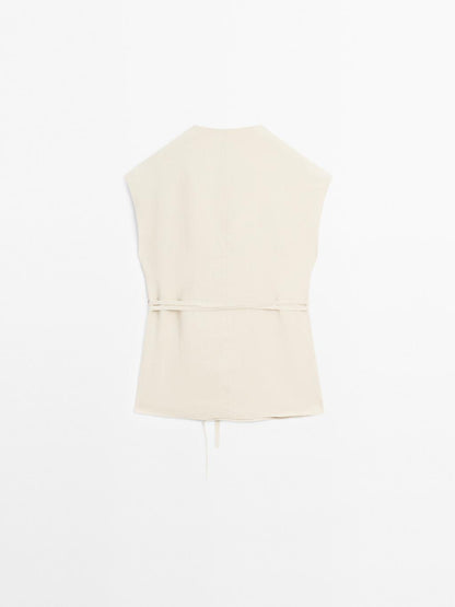 100% linen crossover waistcoat