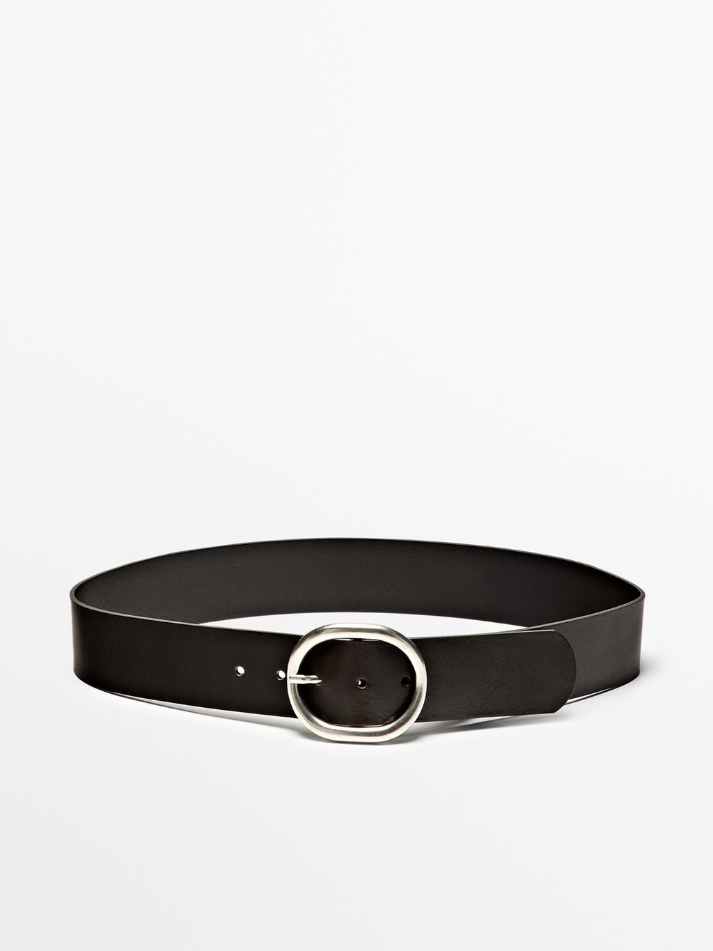 Wide nappa leather belt
