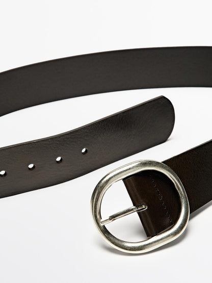 Wide nappa leather belt