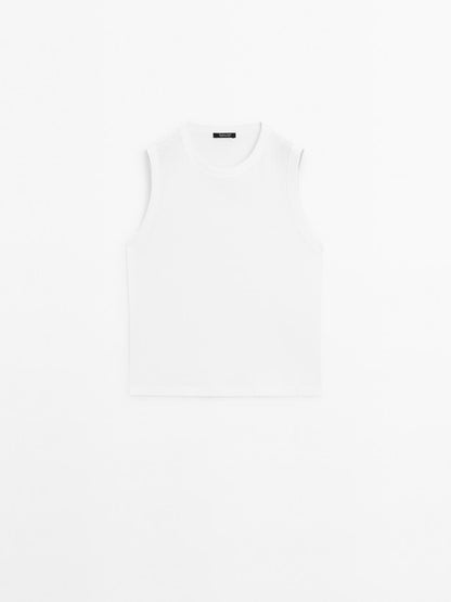 Mercerised cotton crew neck T-shirt