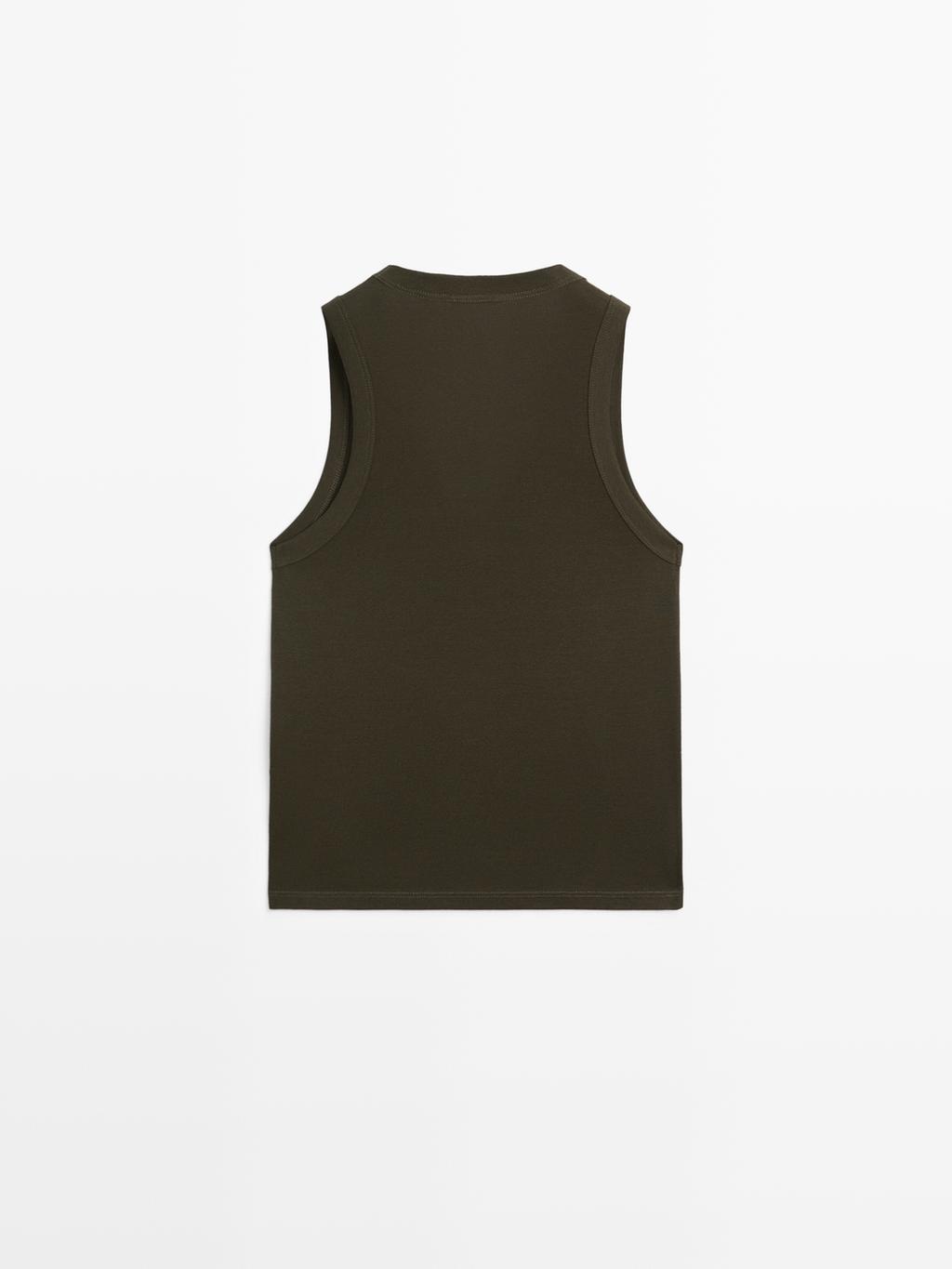 100% cotton strappy V-neck T-shirt