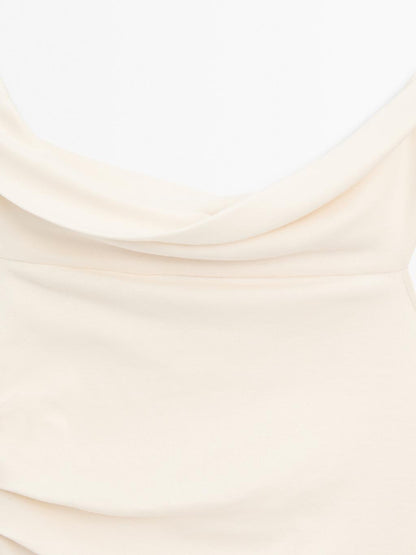 Draped strapless top