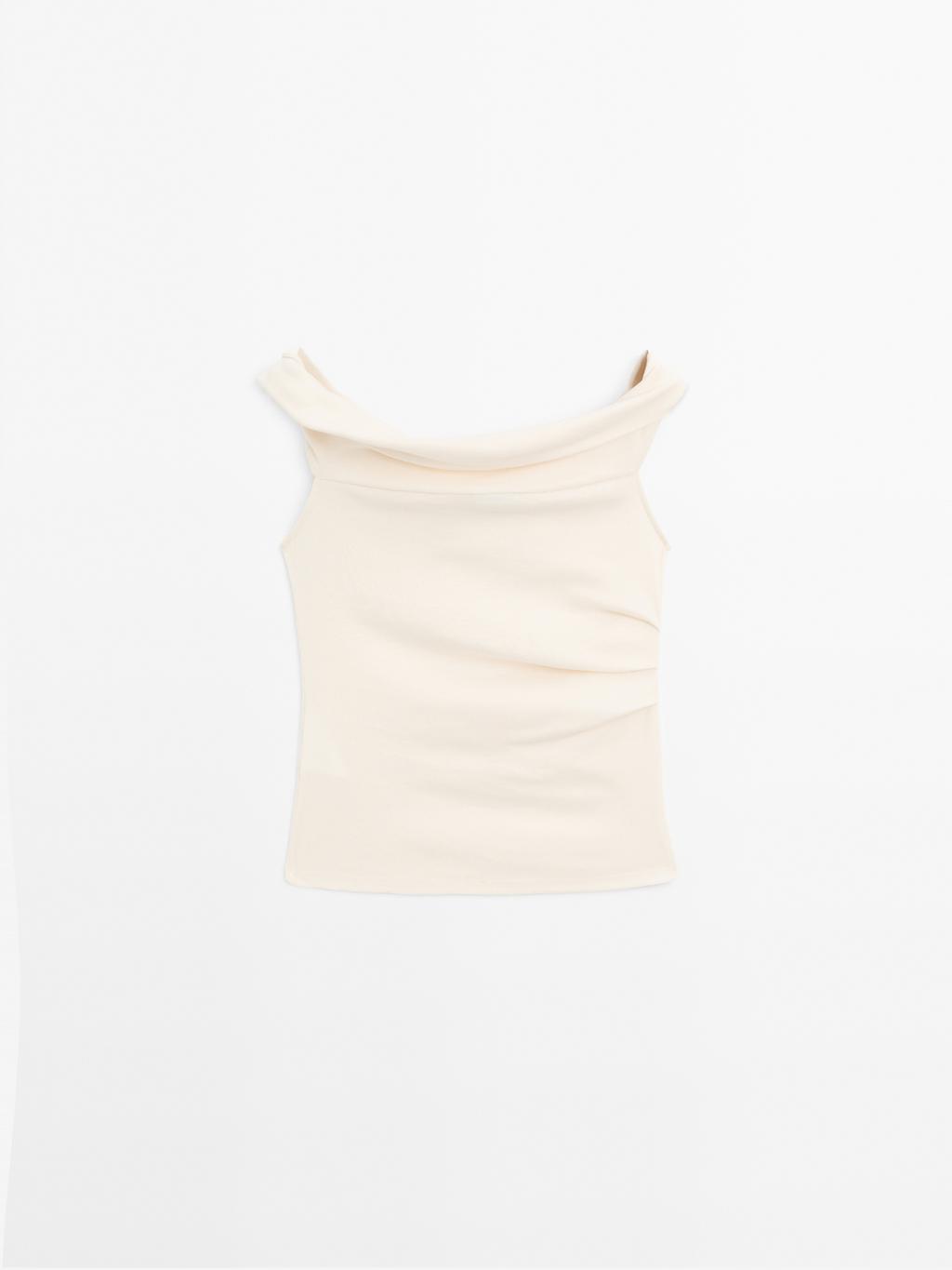 Draped strapless top