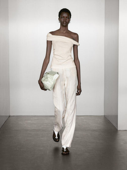 Draped strapless top