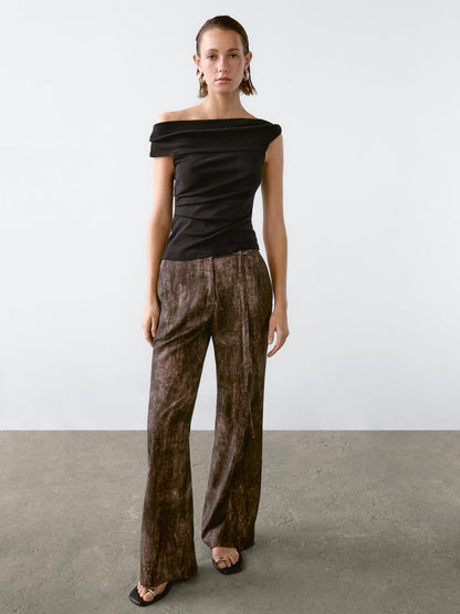 Draped strapless top