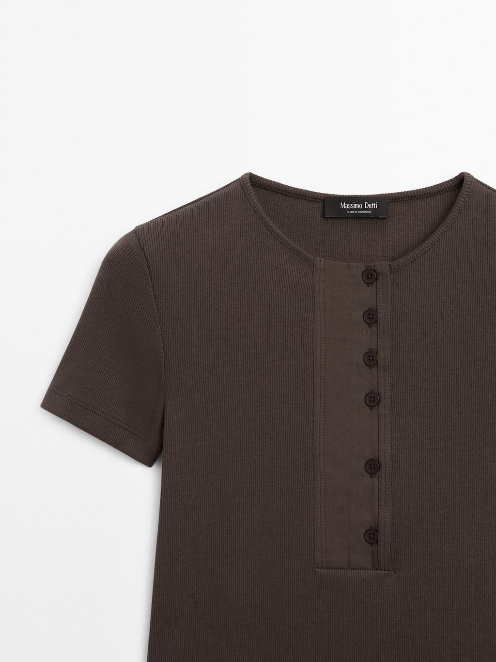 Cotton blend T-shirt with chest detail