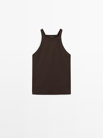 Cotton blend halter top