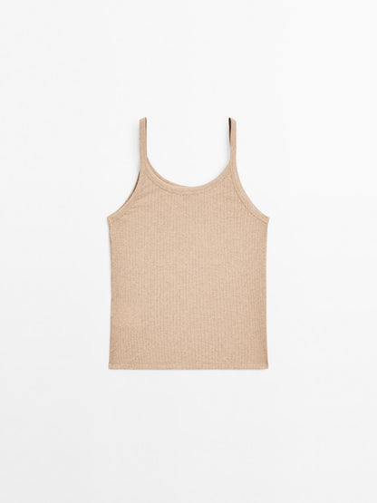 100% cotton marl strappy top