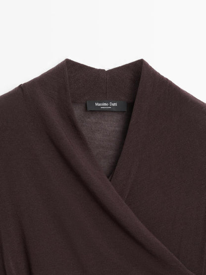 Draped long sleeve T-shirt