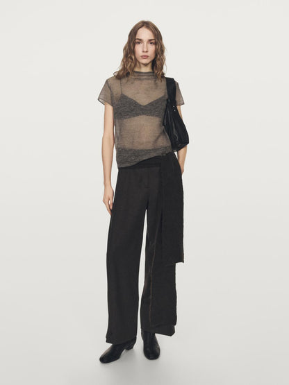 Cutwork wool blend T-shirt