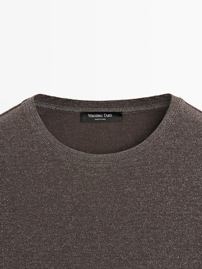 Long sleeve T-shirt with metallic finish