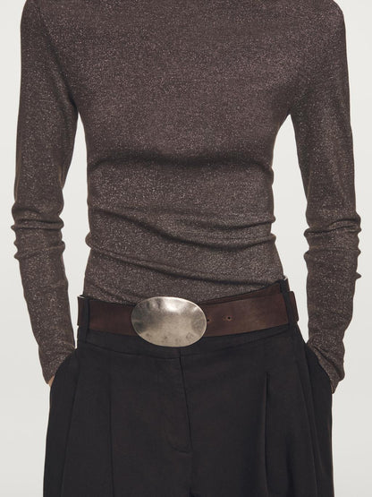 Long sleeve T-shirt with metallic finish