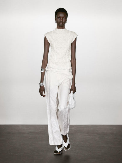 Sleeveless top with gathered detail