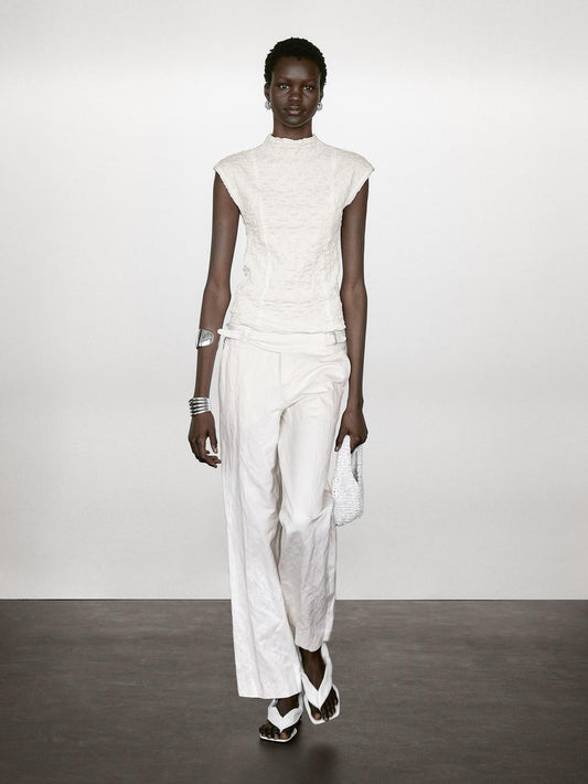 Sleeveless top with gathered detail