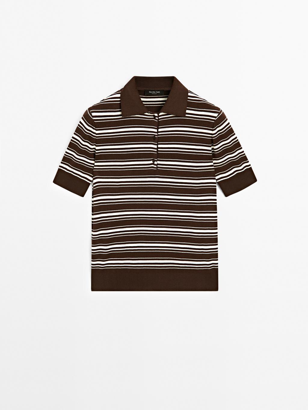 100% cotton polo shirt with striped details
