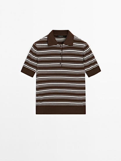 100% cotton polo shirt with striped details